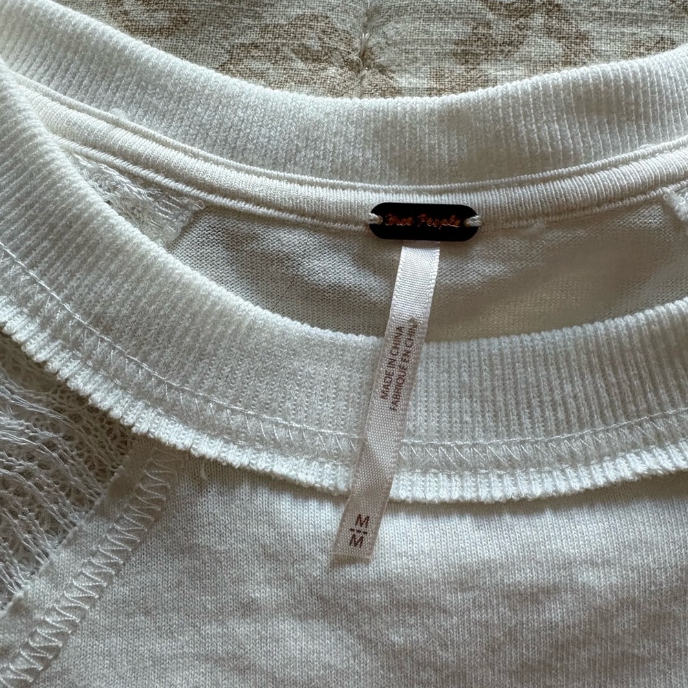 Free People White and Peach Lace-Up Long Sleeve Top - Picture 3 of 5